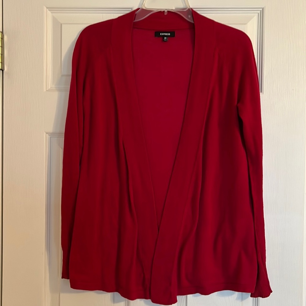Express red cardigan